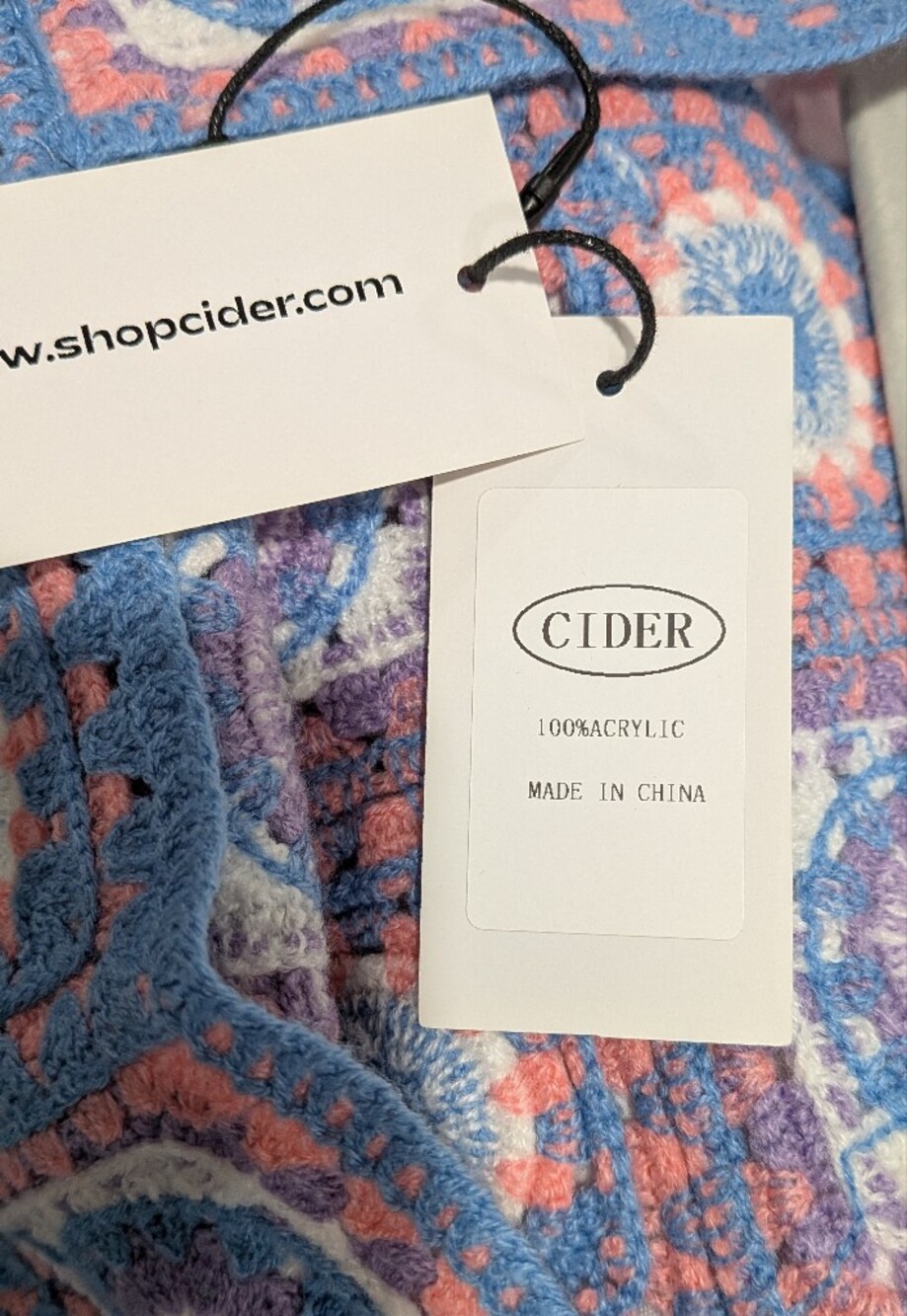 Cider Crochet Square Crop Top in Blue, Pink & White - Picture 5 of 5